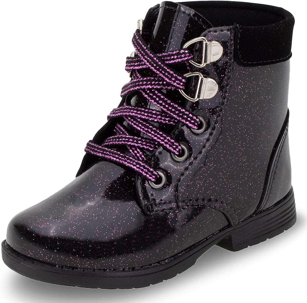 Buy Kids’ Combat Boot lace up Bootie Ankle high Glitter Sparkle Girl