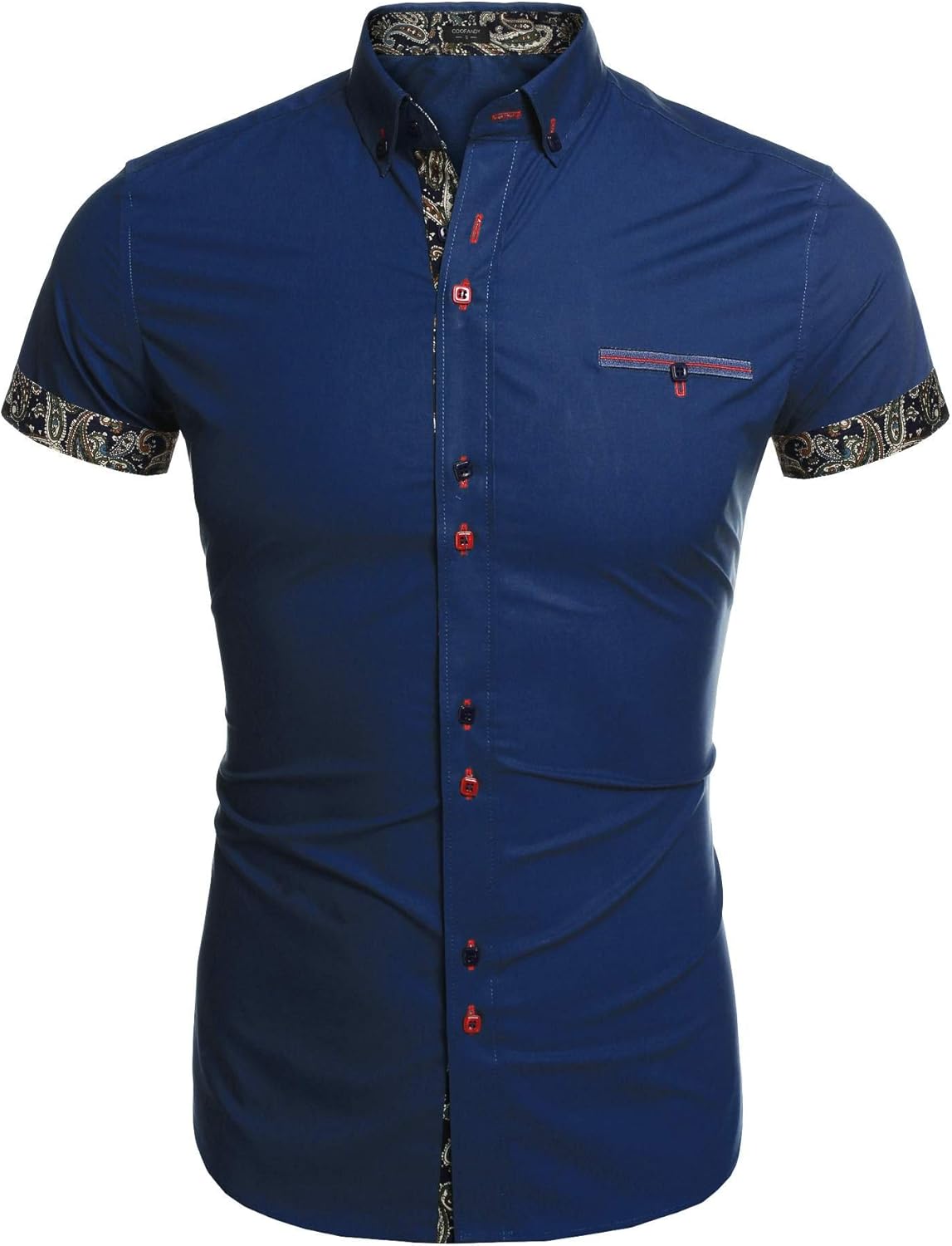 COOFANDY Mens Casual Short Sleeve Shirt Layered Dress Shirt … Blue