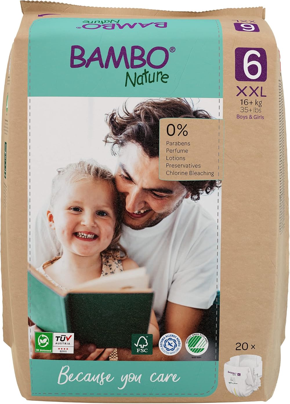 Bambo Nature Premium Eco Nappies Size 6 XXL 20PK New FSC Packaging