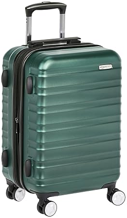 AmazonBasics - Hochwertiger Hartschalen-Trolley mit Schwenkrollen und eingebautem TSA-Schloss - 55 cm, Handgepäck, Grün, Gene