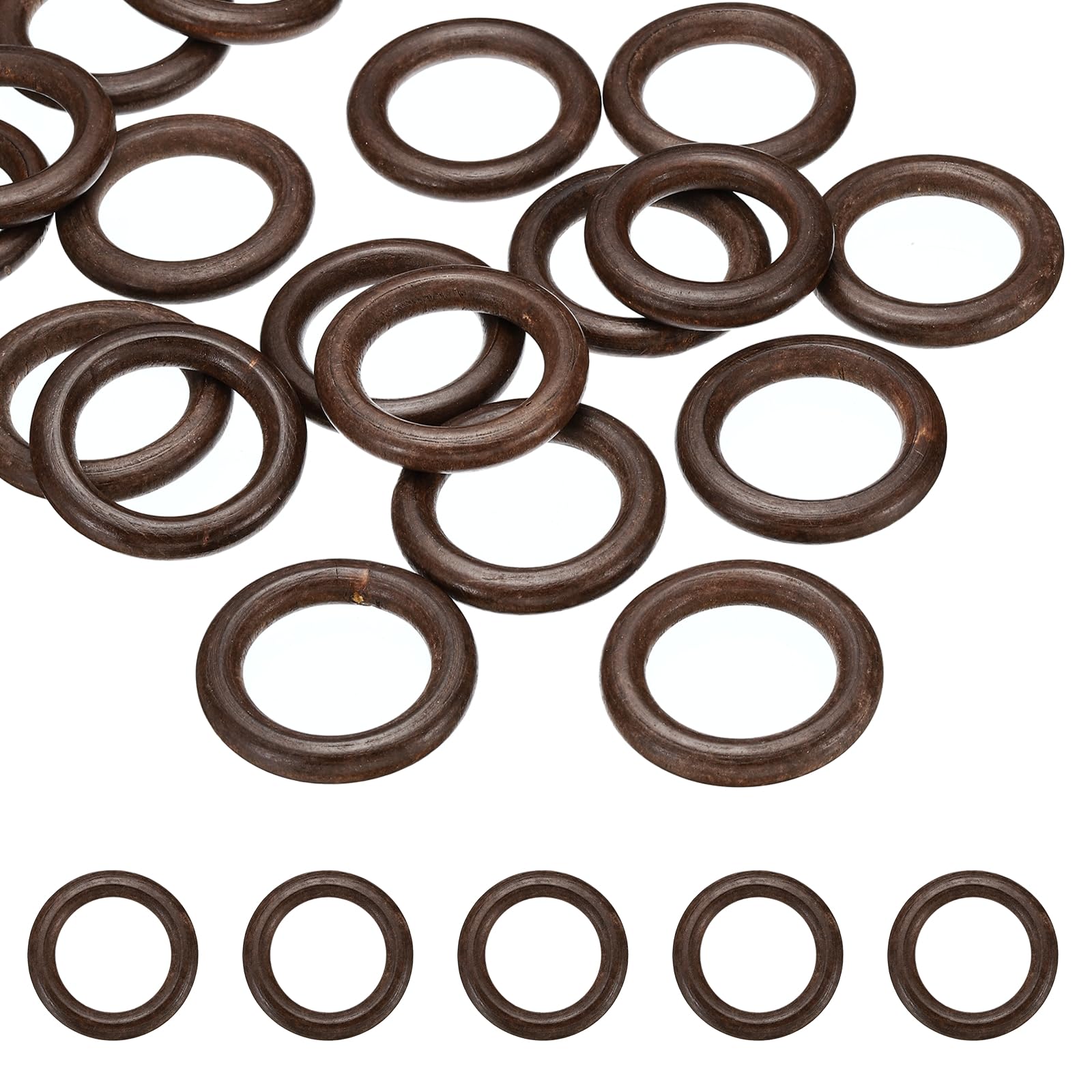 PATIKIL 60mm Natural Wooden Rings, 10 Pack Wood Ring Round Linking Rings Wood Loop Circle for Craft Pendant DIY Jewelry Making Macrame, Dark Brown