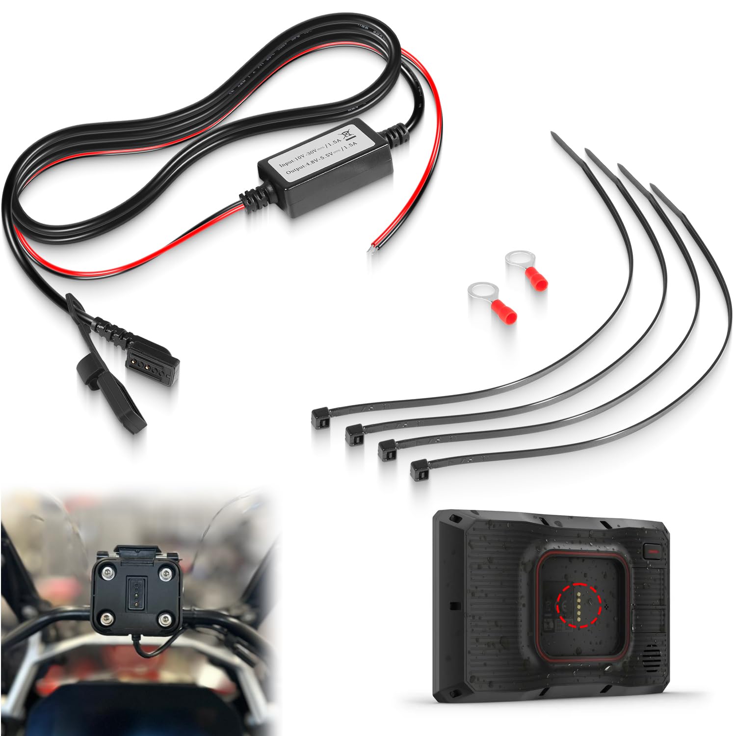 Photo 1 of 010-12953-03 Motorcycle Navigator Power Cable Fits for Garmin Tread & Zumo XT Navigator,10-30V DC Navigator Power Cable Replacement for Motorcycle ATV UTV