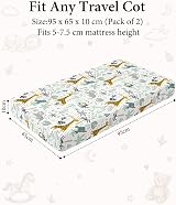 Yoofoss Travel Cot Fitted Sheets 65 x 95 cm Green Giraffes 2 Pack view 3