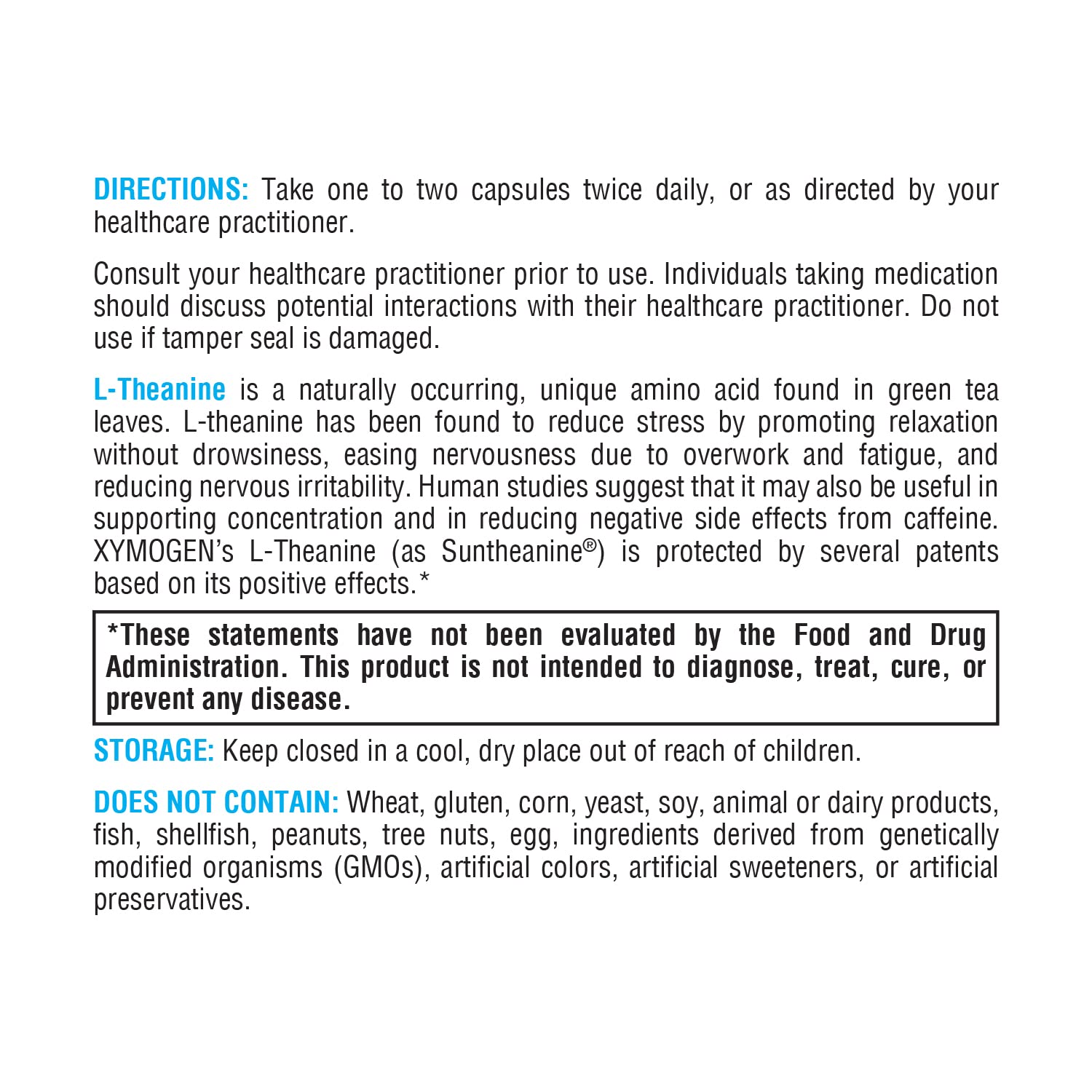 XYMOGEN L-Theanine - Patented Suntheanine L theanine 400mg Per Serving - Amino Acid Supplement to Support Calm + Relaxation Without Drowsiness, Liver Health (120 Capsules)