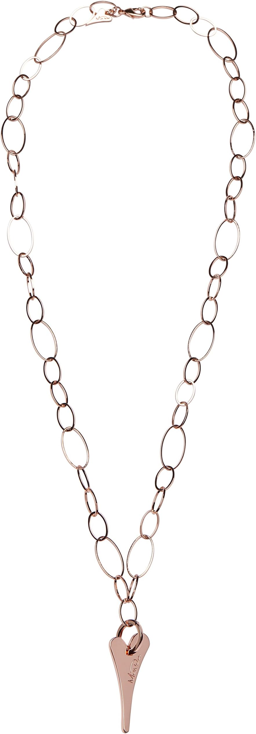 Miss Dee Rosegold Plated Long 70cm Multi Links Necklace Chain with Solid Heart Pendant