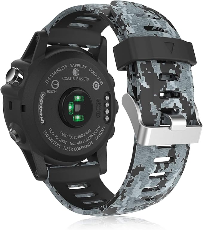 Fintie - Correa de Repuesto para Garmin Fenix 3 HR/Fenix 5X Plus, Correa de Silicona Suave con Hebilla Segura para Garmin Fenix 3/Fenix 3 HR/Fenix ...