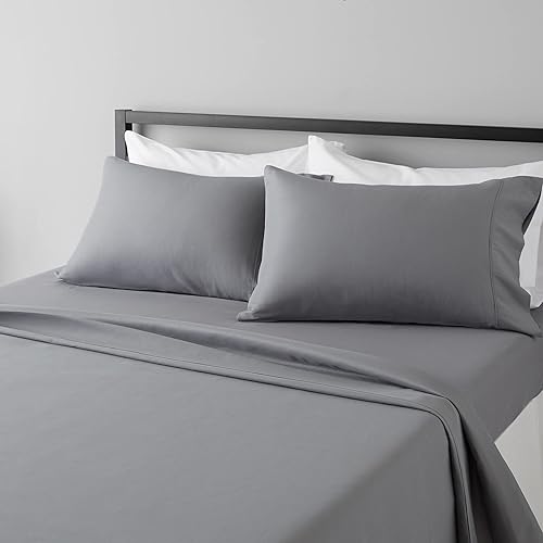 Amazon Basics Lightweight Super Soft, Wrinkle-Free, Breathable Luxury Microfiber 4 Piece Bed Sheet Set with 14…