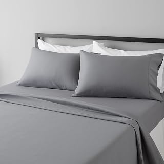 Amazon Basics Lightweight Super Soft Comfortable Breathable Wrinkle Resistant Brushed Microfiber 4-Piece Bed Sheet Set with 1