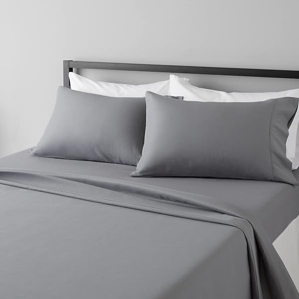 Amazon Basics Lightweight Super Soft, Wrinkle-Free, Breathable Luxury Microfiber 4 Piece Bed Sheet Set with 14-Inch Deep Pock
