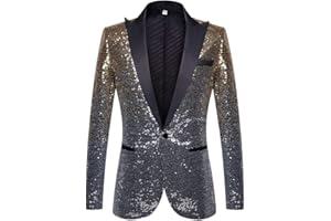 PYJTRL Men Fashion Gradual Change Color Sequins Suit Jacket