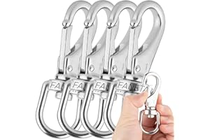 Faneta 3-1/2'' Stainless Steel Flag Clips Heavy Duty 3/4'' Swivel Eye Snpa Hooks #1 - for Scuba Diving, Flagpole Rope, Bird Feeders, Dog Leashes, Bags, Belting, Straps, Luggage, etc - Pack of 4