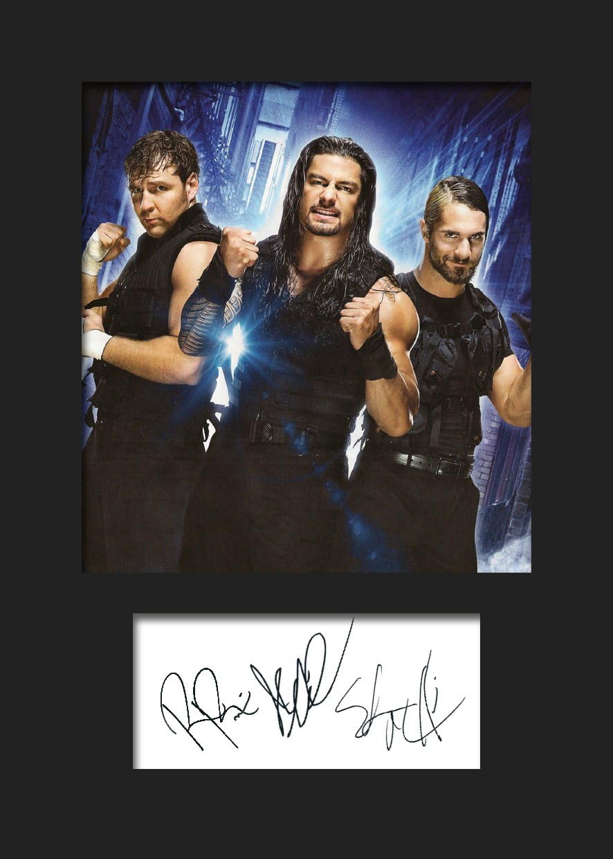 THE SHIELD WWE #2 | Signed Mounted Photo Reprint | A5 Size to Fit 6x8 Inch Frames | Machine Cut | Photo Display | Present Gift Collectible