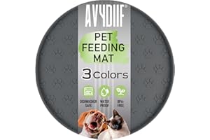 AVYDIIF Pet Feeding Mats for Food and Water, Waterproof Anti-Slip Placemats for Dog Cat Bowl, 1 Pack Silicone Pet Food Mat, Dishwasher Safe 10.9 × 10.9 (1 Pack, Grey)