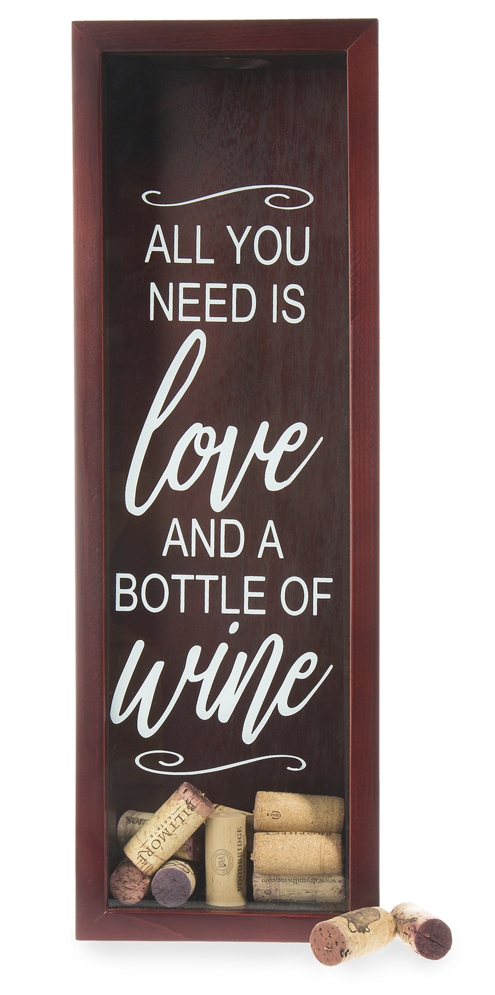 Wine Cork Shadow Box Holds Over 60 Corks 16" x 6" Wood With