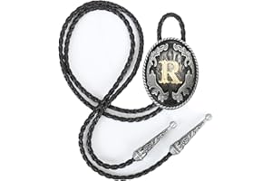 Wentur Bolo Tie for Men - Western Bolo Ties Alphabet Initial Letter ABCDJMR to Z - Western Cowboy Bolo Tie for Women Cowgirl