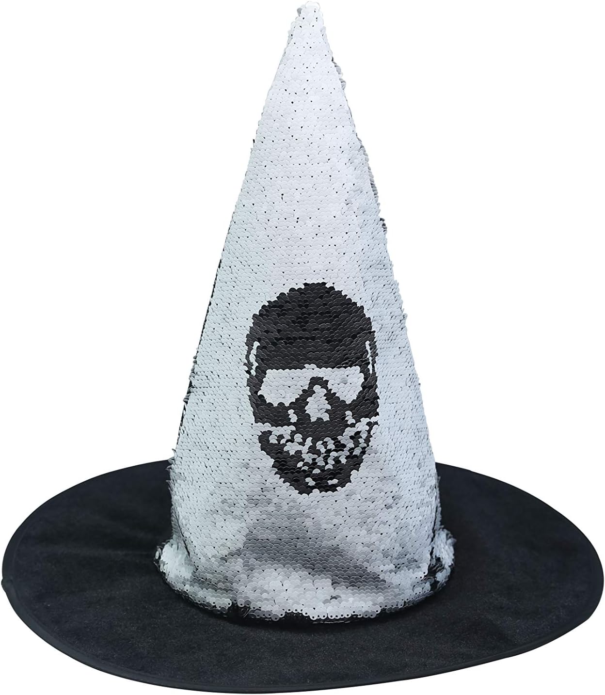 Reversible Sequin Witch Hat. Reversible Sequin Costume Party Hat. (Purple & Sliver): Clothing