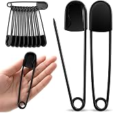 Juexica 10 Pcs 5 Inch Large Safety Pins, Giant Heavy Duty Jumbo Safety Pin | For Fashion, Laundry, Sewing, Quilting, Blankets, Diaper, Decor, Crafts &amp; DIY, Stainless Steel Oversize, Black