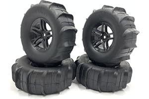 KINGTAIR Beach 1/10 Scale 1.9" Beach/Snow Off Road Crawler Truck Wheels and Tires 108mmx37mm 4 Pack Hex 12mm NO Glued for 1/10 Scale RC Truck D90 D110 CC01 CR01 TRX4 TRX6 CROSSRC AXIAL SCX10