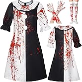 BQDOZJ Clown Cosplay Costume Black And White Clown Dress Full Set Halloween For Women