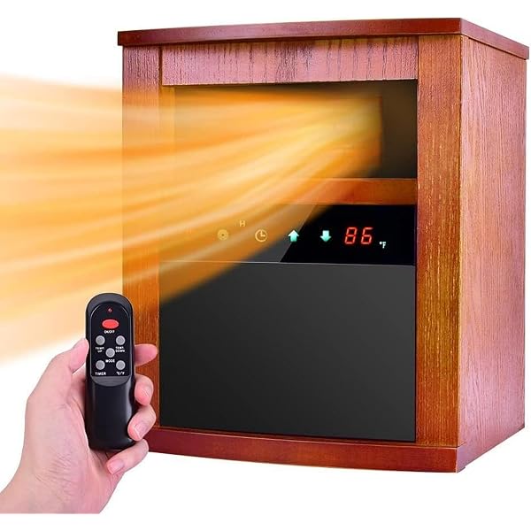 Amazon.com: Air Choice Electric Space Heater, 1500W Infrared Heater w/ 3  Heating Modes, Thermostat Contorl, Remote Control u0026 12h Timer, Small  Portable Room Heater for Indoor Use, Living Room, Bedroom, Dark Walnut :