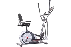 Body Champ 3-in-1 Home Gym, Upright Exercise Bike, Elliptical Machine & Recumbent Bike, Trio Trainer Exercise Machine Plus Two Upper Body Options, Silver, BRT7989