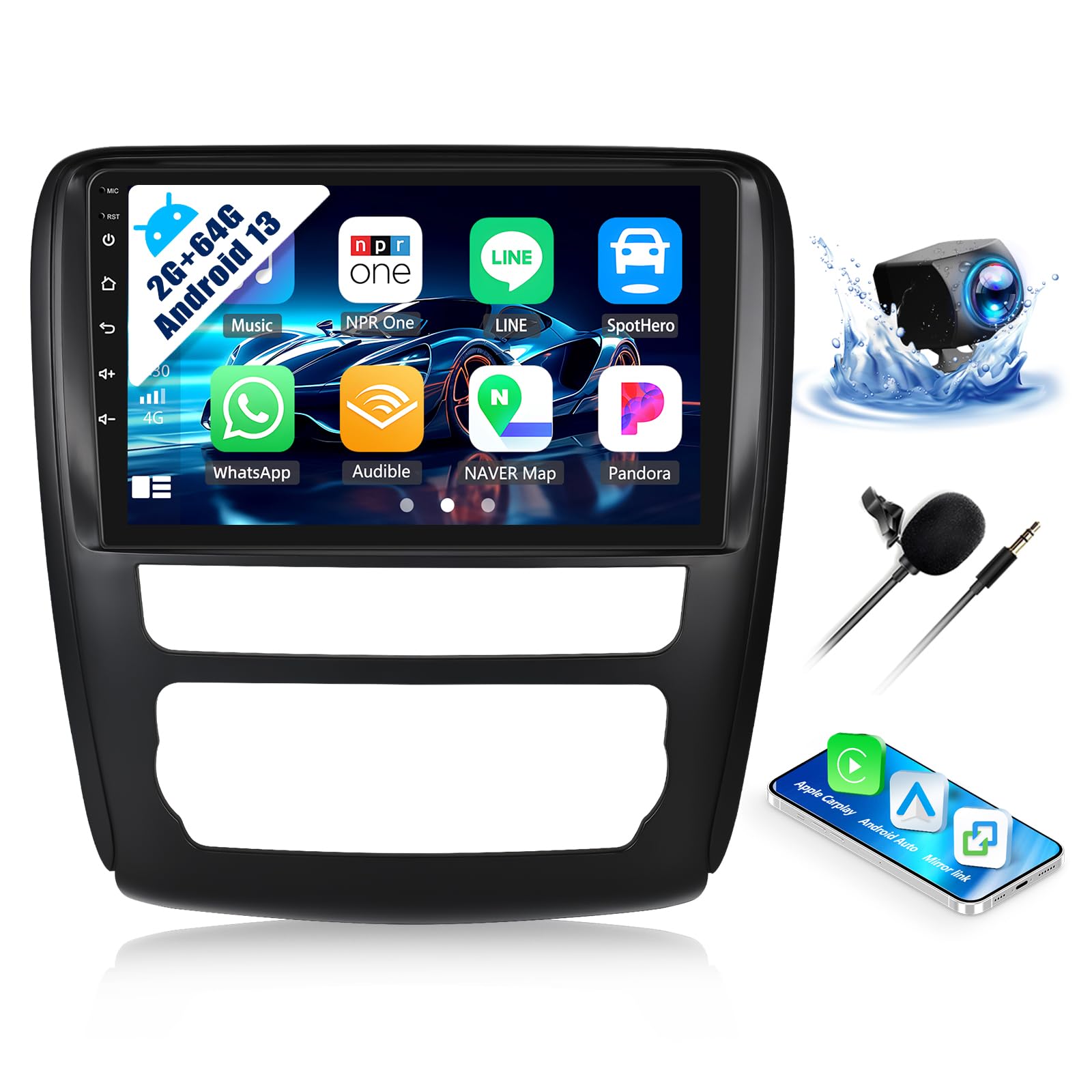 Photo 1 of 2G+64G Android Car Stereo for Chevrolet Traverse LT/Buick Enclave 2013-2017 with Carplay Android Auto Mirror Link 9 inch Touchscreen with GPS Navigation WiFi 26UI Bluetooth FM Backup Camera MIC