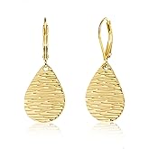 Sterling Silver Dangle Earrings for Women Trendy 14k Gold Dangle Drop Earrings Teardrop Hammered Leverback Earings for Women Jewelry Gifts