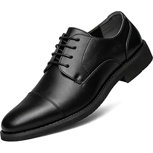 MEPHALUS Mens Dress Shoes Cap-Toe Classic Oxford Business Formal Derby | Lace-Up,Comfortable,Tuxedo,Fashion,Office Work,Casua