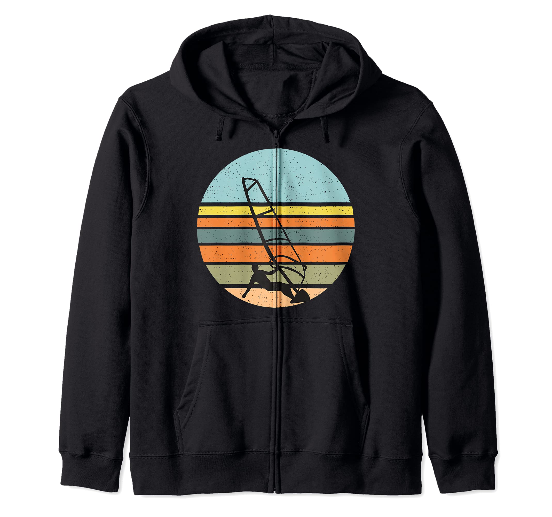Retro Vintage Colors Sunset Windsurfing Windsurf Sailing Zip Hoodie