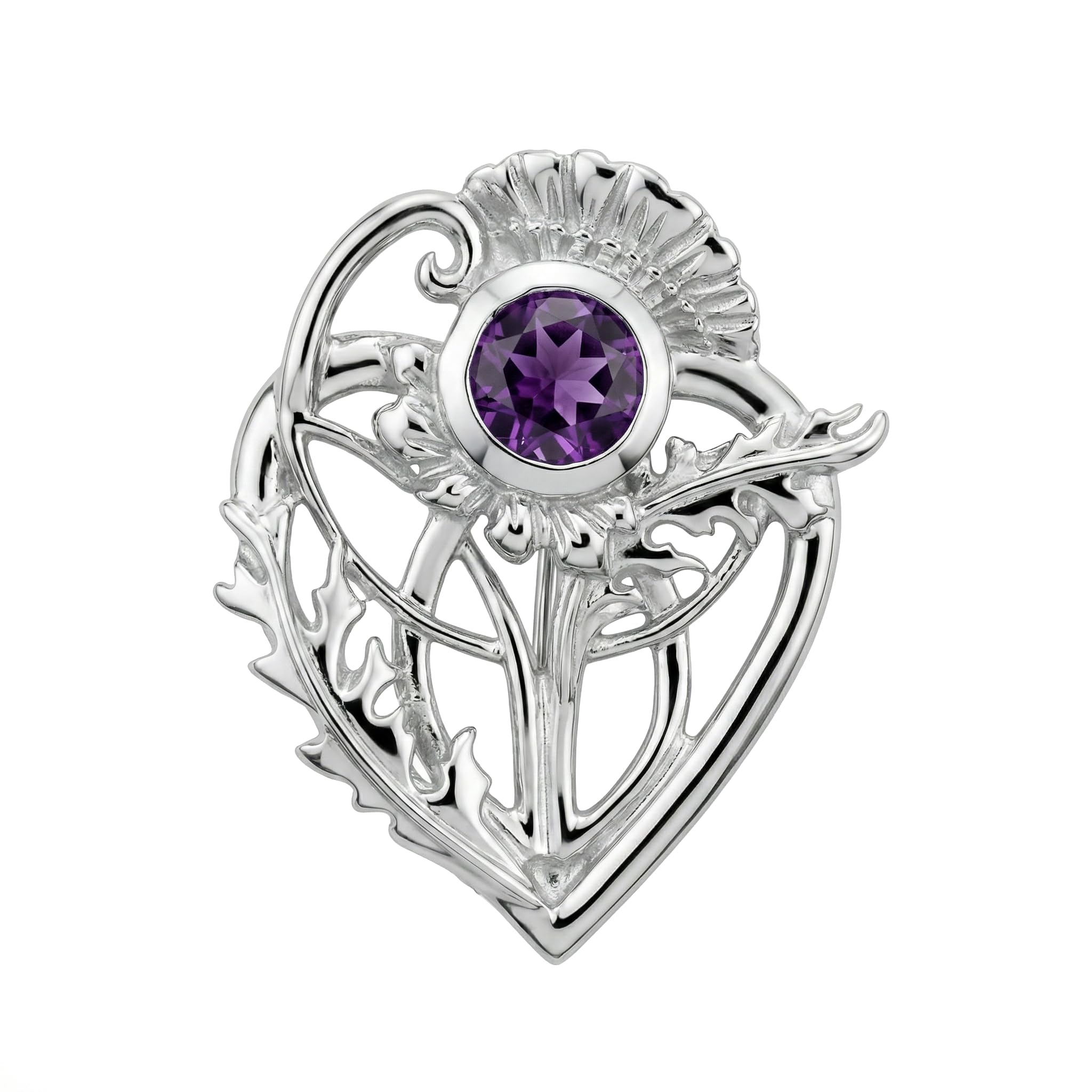 CAIRN 925 Sterling silver Scottish thistle brooch for women. Jewellery gift box included. Sabie. 6103