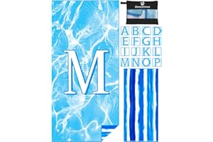 Zoneshinex Personalized Microfiber Monogrammed Beach Towel Sand Free Quick Dry Super Absorbent Customized Initial Letter Lightweight Oversized Pool Swim Towels M Gifts for Women
