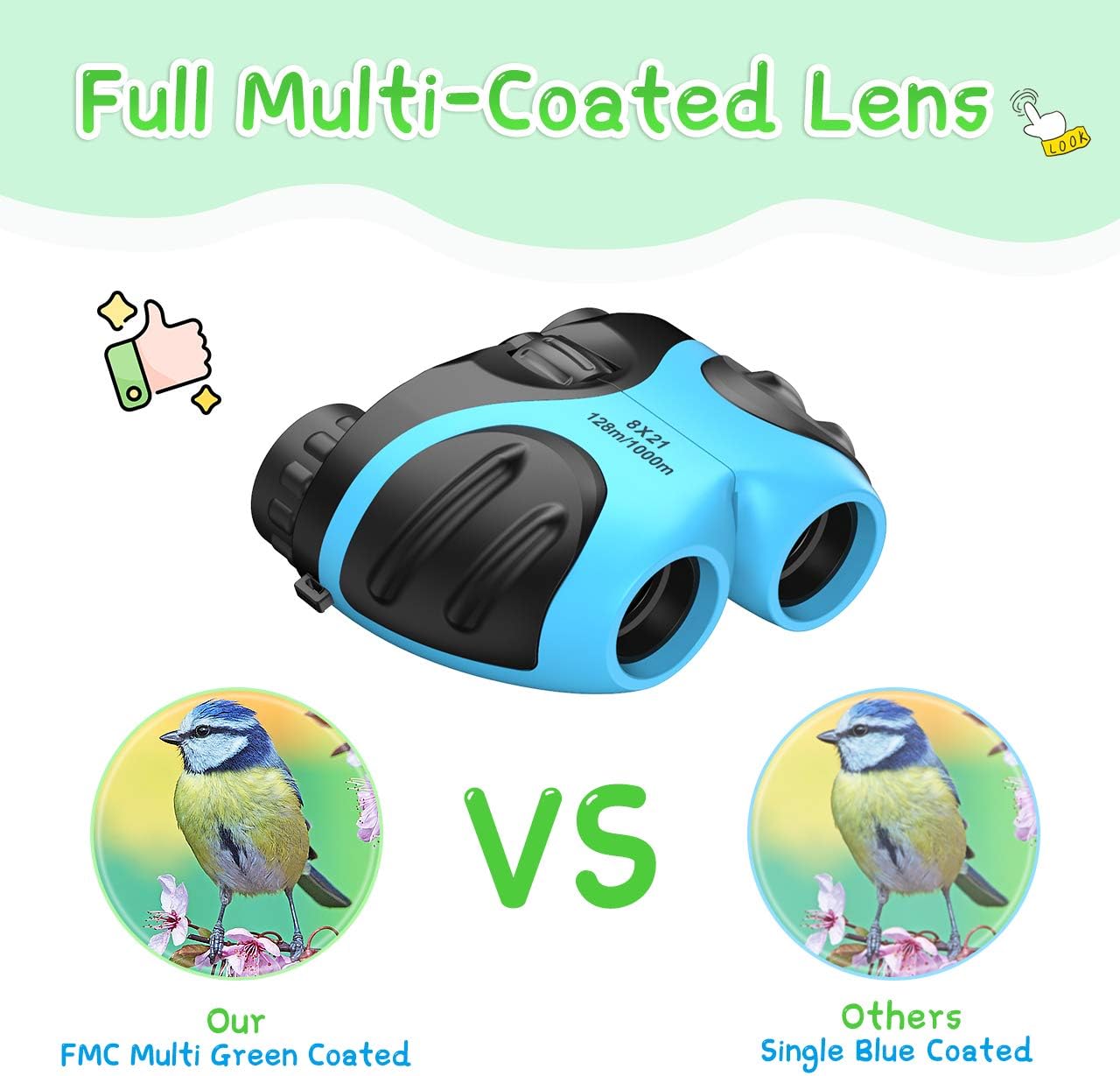 LET'S GO! Binoculars for Kids Boys, DIMY Outdoor Toys for 3-12 Year Old Boys New Best Gifts for 3-12 Year Old Boys Christmas Xmas Stocking Stuffers Fillers for Boys Blue DL08: Sports & Outdoors