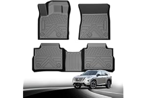 Runine Carbon Fiber Floor Mats for Nissan Rogue 2021 2022 2023 2024, All Weather Protection TPE Car Mats Custom Car Liners Accessories, Front & 2nd Row Floor Liners Set