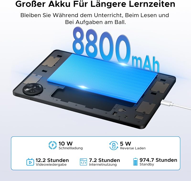 P11 Tablet 11 Zoll  Android 16, 48GB RAM+128GB ROM, T7250, Schwarz — Foto 4 von 8