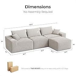 LIKIMIO 120" Modern L-Shaped Modular Sectional Sofa