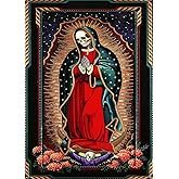 Solar Moon Vertical Gothic Star Cloud Design, Skeleton Tapestries Santa Muerte Tapestry Large Size 40x60 In For Room Skeleton Tapestry Wall Hanging Decor For Bedroom
