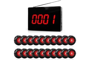 CallToU Wireless Calling System Caregiver Call Button Patient Call Bell with 20 Waterproof Nurse Alert Call Buttons and 1 Display Receiver for Clinic Nurses Station Restaurant Nursing Home