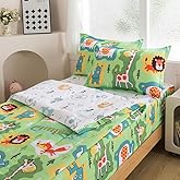 ADASMILE A & S Kids Comforter Sets Zipper Bedding Twin Size for Boys Animal Bedding Zip Up Comforter with Sheets Cartoon Wild Animal Bed Sets for Boys Girls All in One Zipper Bedding Set Home Decor