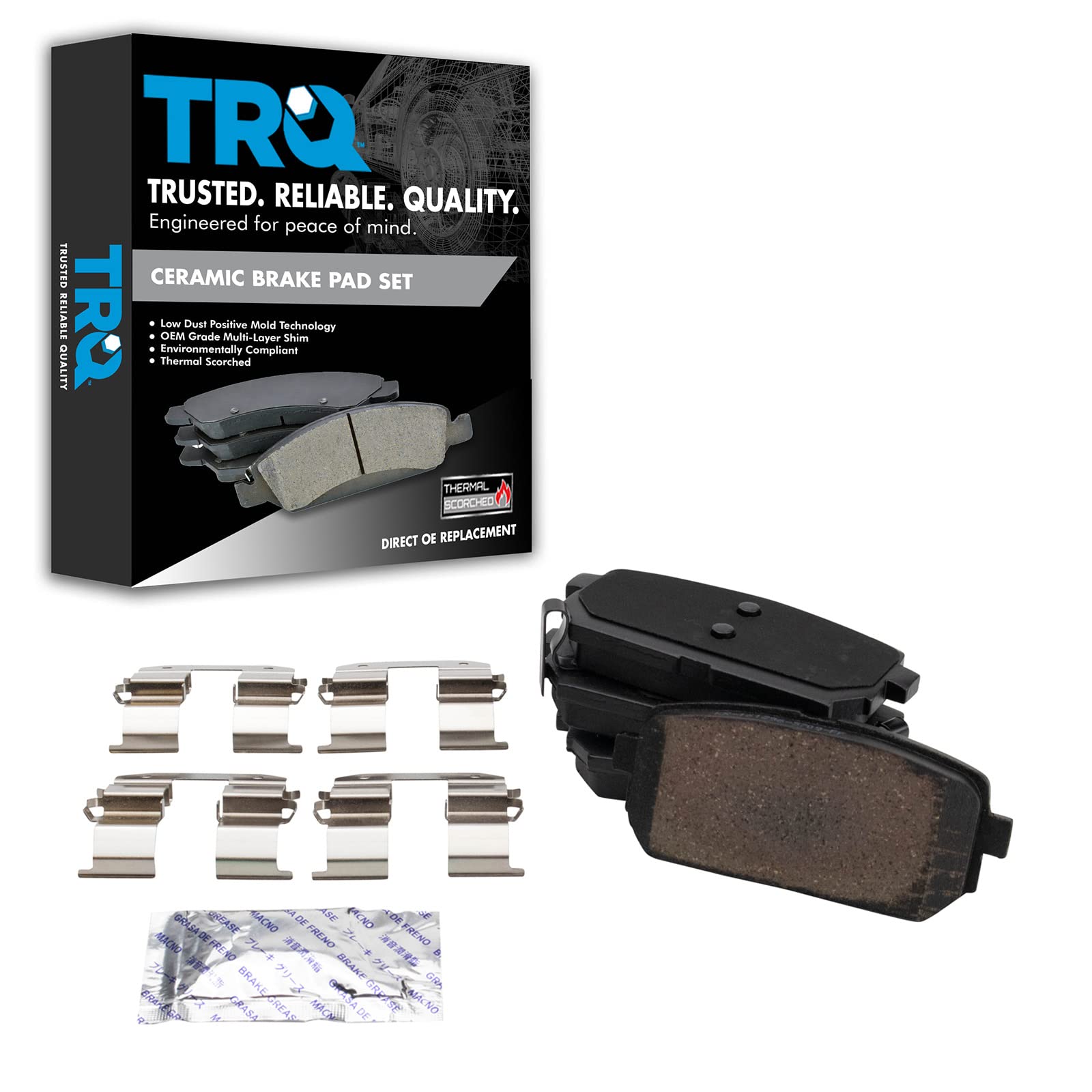 TRQ Rear Brake Pads Ceramic Compatible with