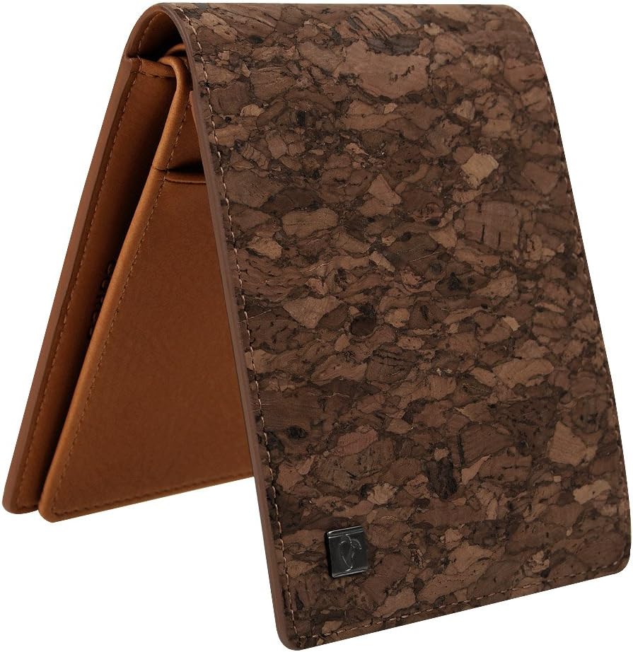 CORCO Eco Friendly Natural Cork Leather Elegant Wallets for Vegan Mens, Women Brown