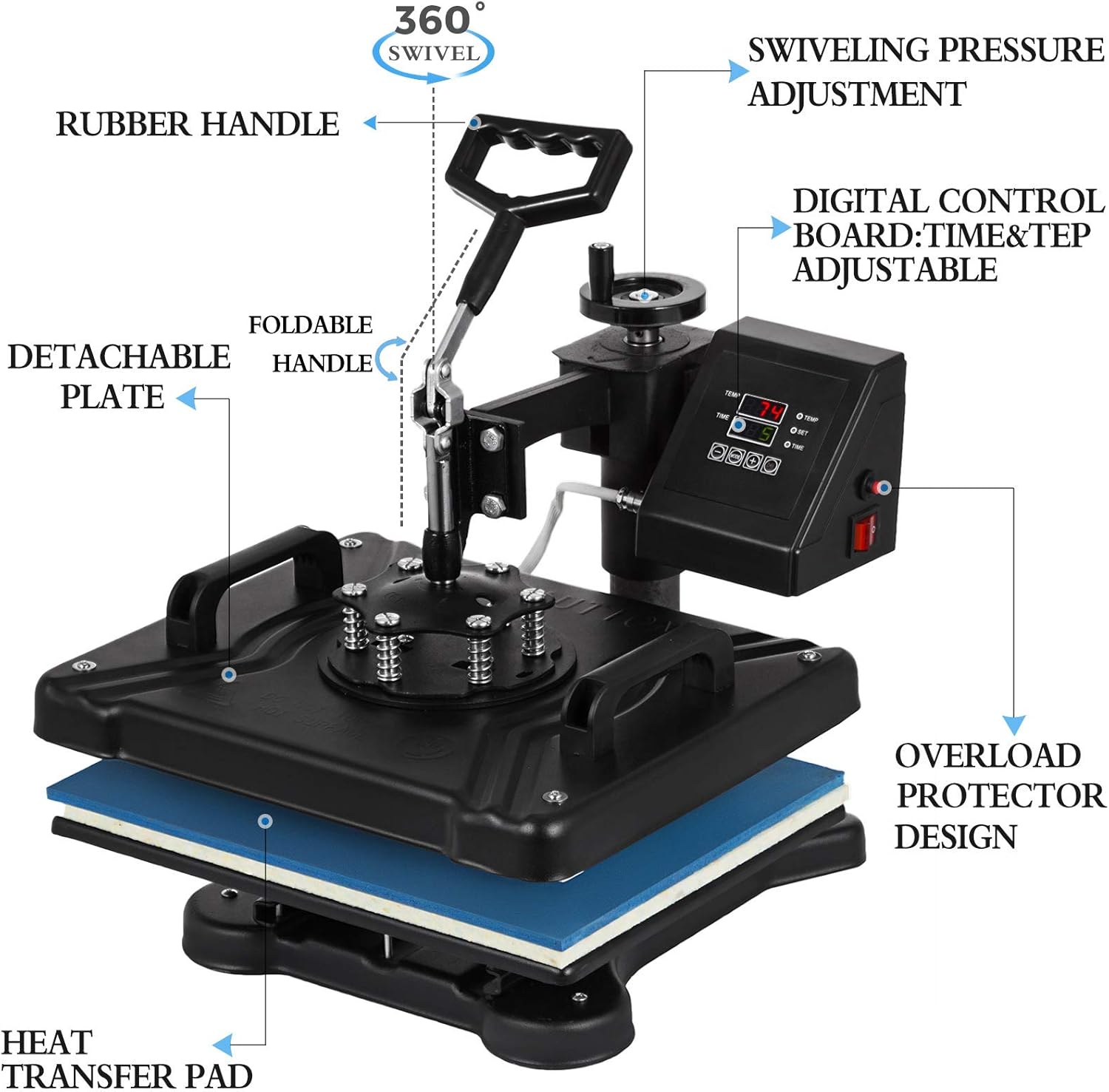 Mophorn Heat Press Machine 12x15 inch 5in1 T-Shirt Heat Press and Vinyl Cutter 34 inch Plotter Machine 870mm Paper Feed Vinyl Cutter Plotter: Electronics