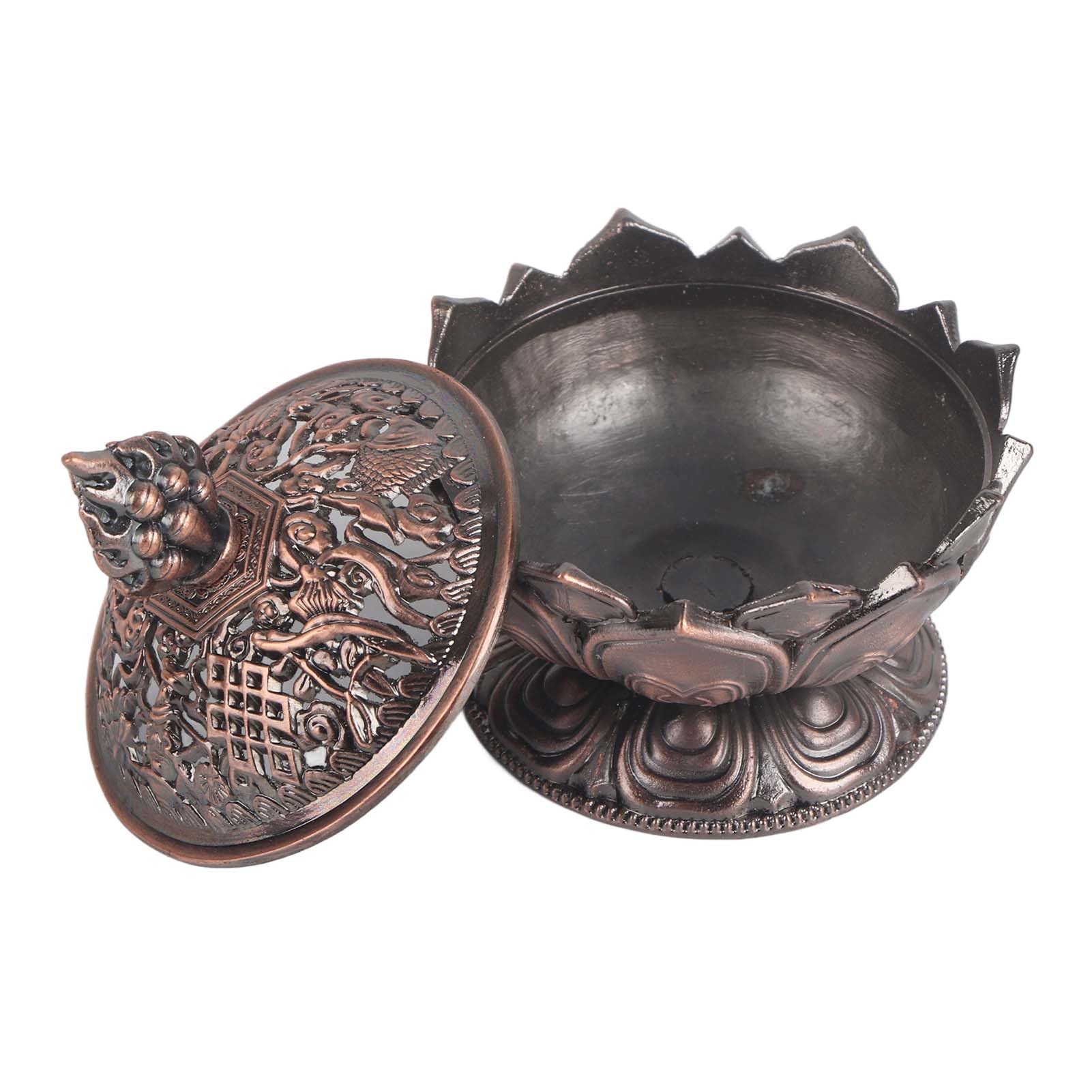 Incense Burner Vintage Backflow Smoke Stick Cone Holder Home Decoration Zinc Alloy for The Use of Tower Incense Piles (Red Bronze)