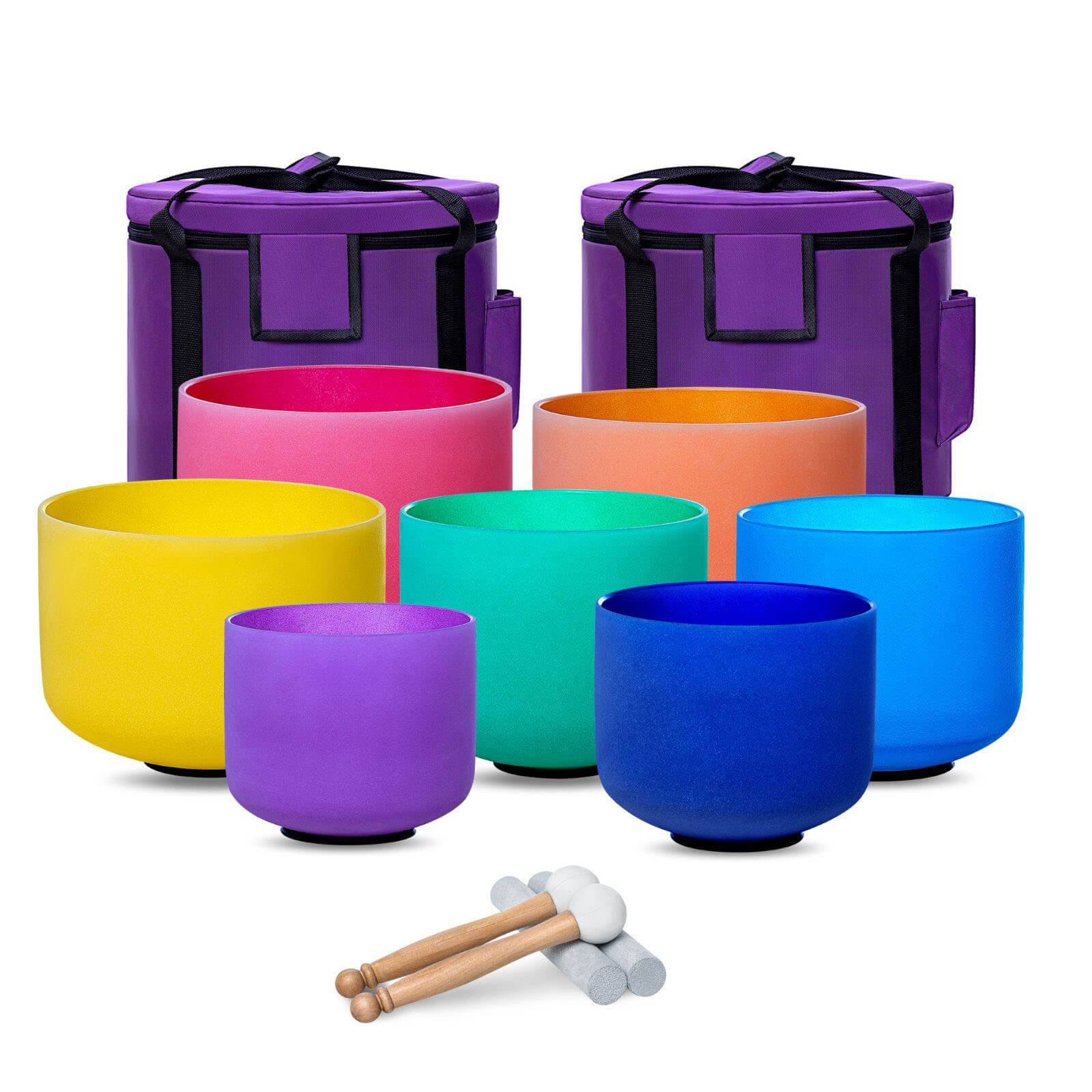 Photo 1 of *********ONLY INCLUDES THE ORANGE, GREEN, AND BLUE ONES************
SOUNDELLO 6-12inch Color 432hz Quartz Crystal Singing Bowls Set of 7, for Healing Mindfulness Meditation Yoga Sound Baths with Case Mallet Suede Striker