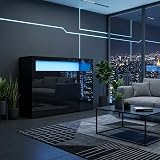 Panana High Gloss 3 Door Sideboard with LED Lights Black Display Cabinet view 8
