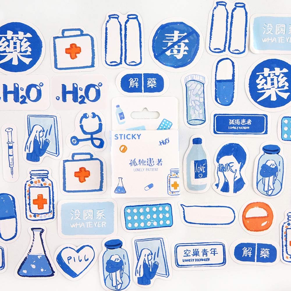 Amapower 46PCS/Box Cute Stickers,Series Paper Stickers Diary Label Boxed Sticker Album Decor Stickers(2)