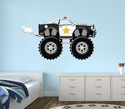 Amazon Com Sherif Monster Truck Wall Decal Police Nursery