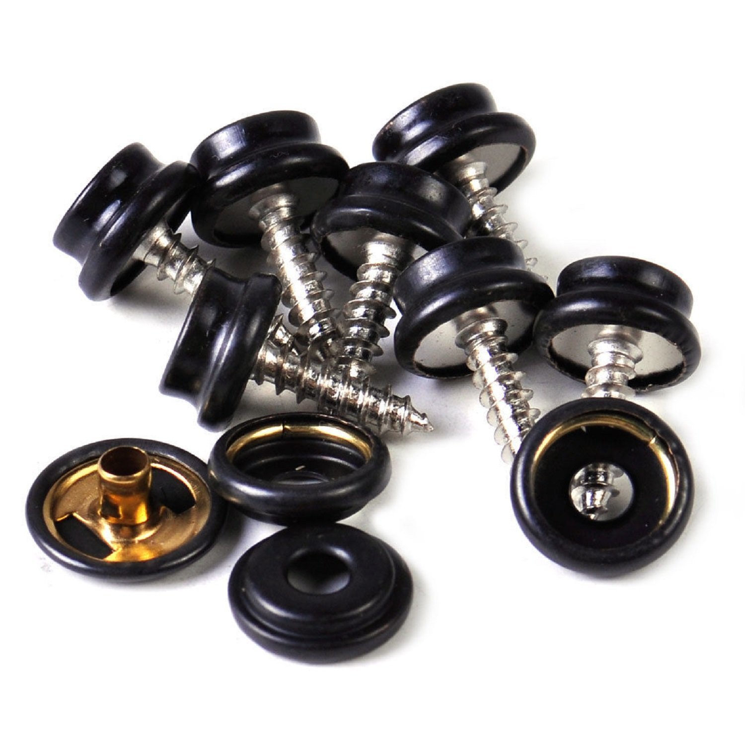 WedDecor 10pcs x 15mm Bronze Heavy Duty 3 Parts Screw Back Wood to Fabric Press Studs Snap Fasteners with Fixing Tool Kit Set