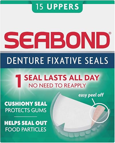 Seabond Denture Fixative Seals Uppers 15 Count Soft Adhesive Cushions