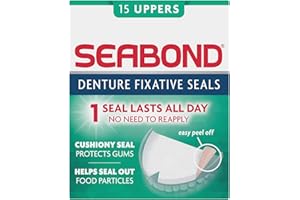 Seabond Denture Fixative Seals, Soft Adhesive Cushion, Last All Day & Protect Gums, 15 Uppers,Pack of 1