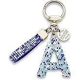Initial Letter Keychain Gift for Women Girls Cute keyring for Backpack